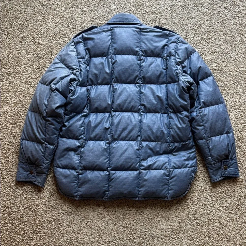 VTG 70’s Eddie Bauer Down Insulated Quilted Shirt Jacket Denim Chambray Blue L